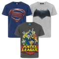 Charcoal-Grey-Navy - Front - Justice League Boys T-Shirt (Pack of 3)