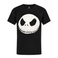 Black - Front - The Nightmare Before Christmas Mens Jack Skellington Face Glow In The Dark T-Shirt