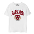 White - Front - Harvard University Unisex Adult Crest Logo T-Shirt