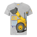 Grey-Yellow - Front - JCB Childrens-Kids Live 2 Dig Short-Sleeved T-Shirt