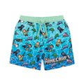 Blue - Front - Minecraft Boys Creeper Swim Shorts