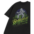 Black - Side - Beetlejuice Unisex Adult Fade Logo Short-Sleeved T-Shirt