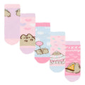 Blue-Pink-Purple - Front - Pusheen Girls Sweet Pizza Party Socks Set (Pack of 5)