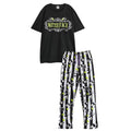 Black - Front - Beetlejuice Mens Logo Short-Sleeved Long Pyjama Set