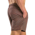 Orange - Side - RIPT Essentials Mens Swirl Print Swim Shorts