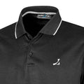 Black - Side - Under Par Mens Waffle Knit Polo Shirt