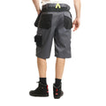 Grey-Black - Back - Lee Cooper Mens Stretch Hi-Vis Cargo Shorts