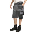 Grey-Black - Side - Lee Cooper Mens Stretch Hi-Vis Cargo Shorts