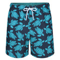 Navy-Turquoise - Front - RIPT Essentials Mens Turtle Swim Shorts