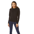 Black - Side - Light And Shade Womens-Ladies Soft Touch Crew Neck Jumper