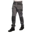 Grey - Front - Lee Cooper Mens Stretch Knee Pad Cargo Trousers