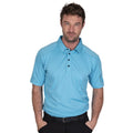 Turquoise - Side - Island Green Mens Topstitched Golf Polo Shirt