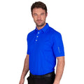 Royal Blue - Side - Island Green Mens Topstitched Golf Polo Shirt