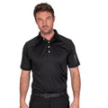 Black - Side - Island Green Mens Topstitched Golf Polo Shirt