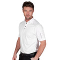 White - Side - Island Green Mens Topstitched Golf Polo Shirt