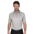 Battleship Grey - Side - Island Green Mens Topstitched Golf Polo Shirt