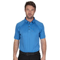 Sky Azure - Side - Island Green Mens Topstitched Golf Polo Shirt