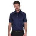 Navy - Side - Island Green Mens Topstitched Golf Polo Shirt