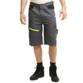 Grey-Black - Front - Lee Cooper Mens Stretch Reflective Multi Pocket Cargo Shorts