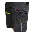 Black-Grey - Side - Lee Cooper Mens Stretch Reflective Multi Pocket Cargo Shorts