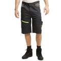 Black-Grey - Front - Lee Cooper Mens Stretch Reflective Multi Pocket Cargo Shorts