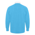 Surf Blue-White - Back - Front Row Long Sleeve Classic Rugby Polo Shirt