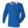 Royal Blue-White - Front - Front Row Long Sleeve Classic Rugby Polo Shirt