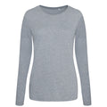 Heather Grey - Front - AWDis Womens-Ladies Girlie Long Sleeve Tri-Blend T-Shirt