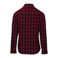 Red-Navy - Back - Premier Womens-Ladies Mulligan Check Long Sleeve Shirt