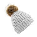 Light Grey - Front - Beechfield Unisex Fur Pop Pom Chunky Beanie