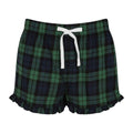 Navy-Green - Front - SF Womens-Ladies Tartan Frill Shorts