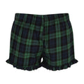 Navy-Green - Back - SF Womens-Ladies Tartan Frill Shorts