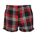 Red-Navy - Back - SF Womens-Ladies Tartan Frill Shorts