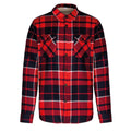 Red-Navy - Front - Kariban Mens Sherpa Lined Checked Shirt Jacket