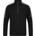 Black-Gunmetal Grey - Front - Finden & Hales Mens Contrast Zip Neck Midlayer Top