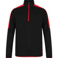 Black-Red - Front - Finden & Hales Mens Contrast Zip Neck Midlayer Top