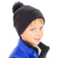 Black - Back - Result Childrens-Kids Pom Pom Beanie