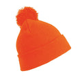 Fluorescent Orange - Front - Result Childrens-Kids Pom Pom Beanie