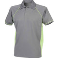 Grey-Lime Green - Front - Finden And Hales Mens Performance Piped Polo Shirt