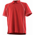 Red-White - Front - Finden And Hales Mens Performance Piped Polo Shirt