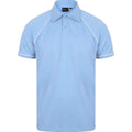 Sky-Navy-White - Front - Finden And Hales Mens Performance Piped Polo Shirt