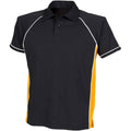 Black-Amber-White - Front - Finden And Hales Mens Performance Piped Polo Shirt