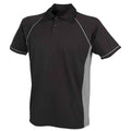 Black-Grey - Front - Finden And Hales Mens Performance Piped Polo Shirt