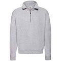 Heather Grey - Front - Fruit of the Loom Adults Unisex Classic Zip Neck Sweatshirt