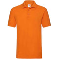 Orange - Front - Fruit of the Loom Mens Premium Cotton Pique Polo Shirt