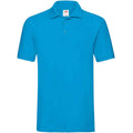 Azure - Front - Fruit of the Loom Mens Premium Cotton Pique Polo Shirt