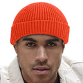 Fire Red - Back - Beechfield Engineered Knit Ribbed Beanie