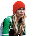 Fire Red - Side - Beechfield Engineered Knit Ribbed Beanie