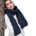 Navy - Back - Beechfield Cable Knit Melange Scarf