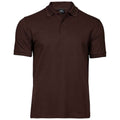 Chocolate - Front - Tee Jays Mens Luxury Stretch Pique Polo Shirt